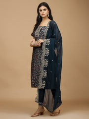 Neck Patti Printed Cotton Unstitched Suit With Dupatta