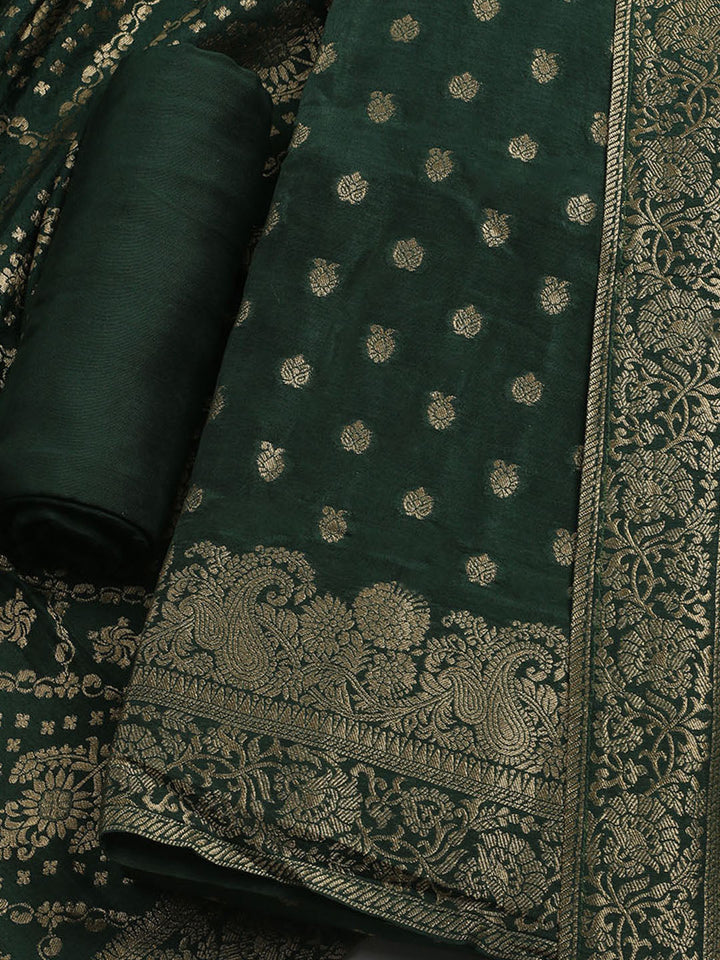 Woven Design Chanderi Unstitched Suit With Dupatta