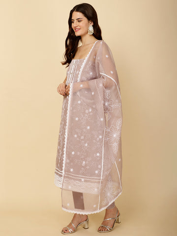 Embroidery Cotton Unstitched Suit Piece With Dupatta