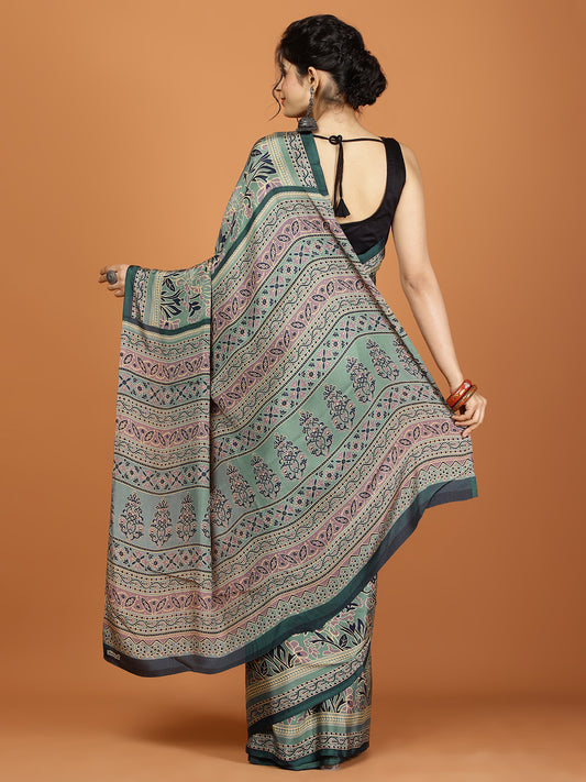 Digital Printed Crepe Woven Saree
