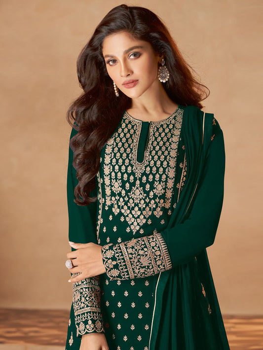 Embroidered & Sequin Work Semi Stitched Suit