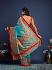 Digital Printed Art Silk Unstitched Suit With Pant & Dupatta