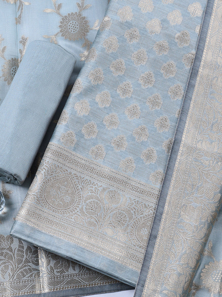 Woven Design Chanderi Unstitched Suit With Pant &amp; Dupatta
