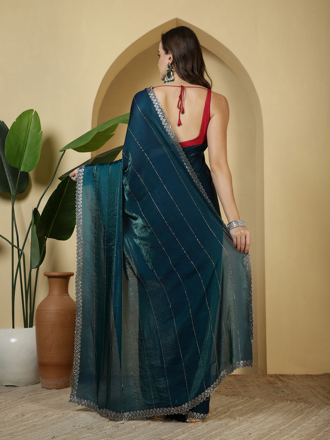 Sequence Work Satin Saree