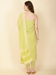 Neck Patti Printed Cotton Unstitched Suit Piece With Dupatta