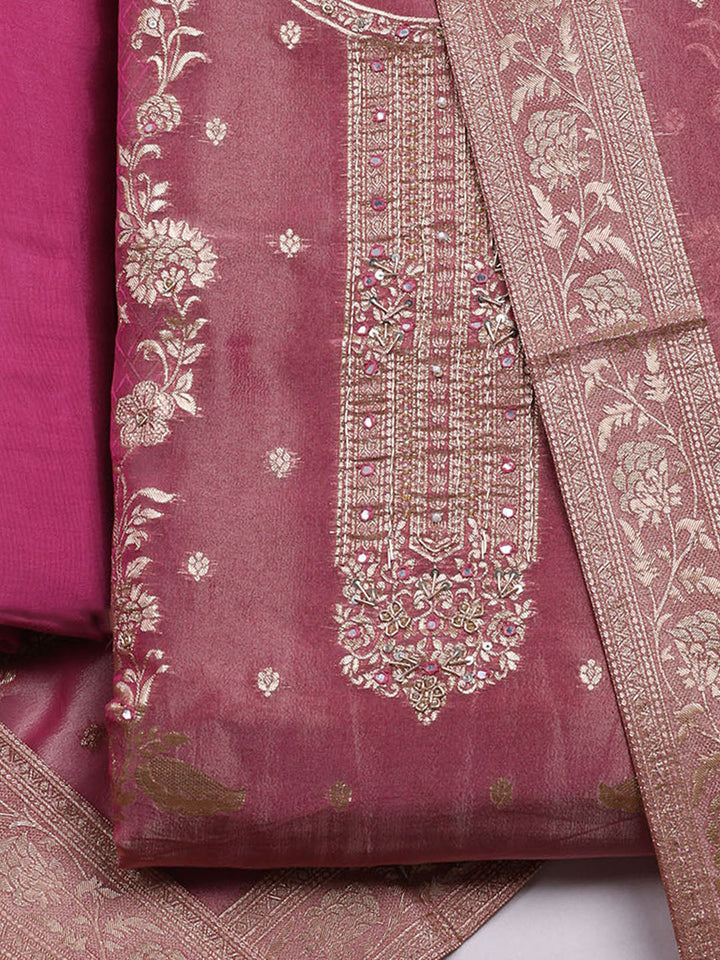 Woven Design Tissue Unstitched Suit With Dupatta