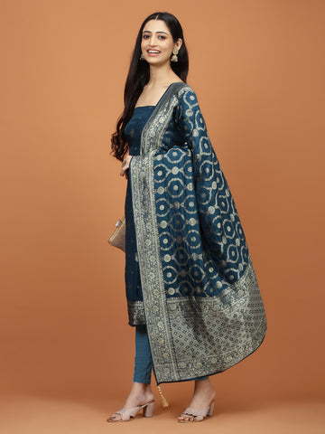 Woven Chanderi Unstitched Suit Piece With Dupatta