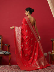Woven Design Art Silk Red Saree