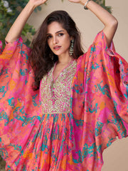 Embroidered Chinon Suit With Pant & Dupatta