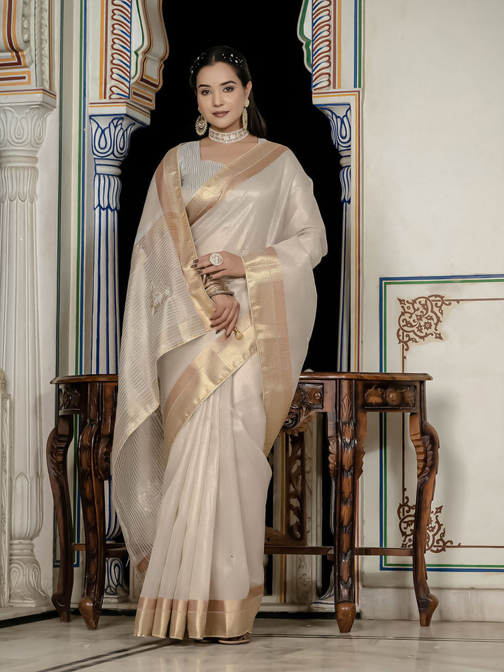 Embroidered Linen Blend Saree