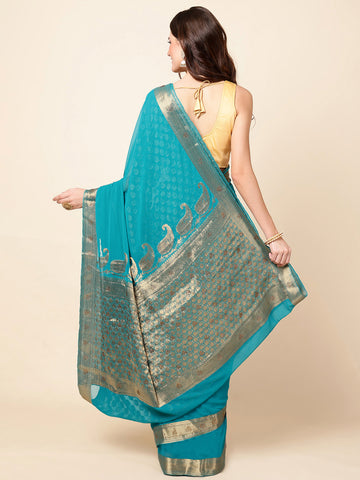 Plain Zari Border Woven Saree