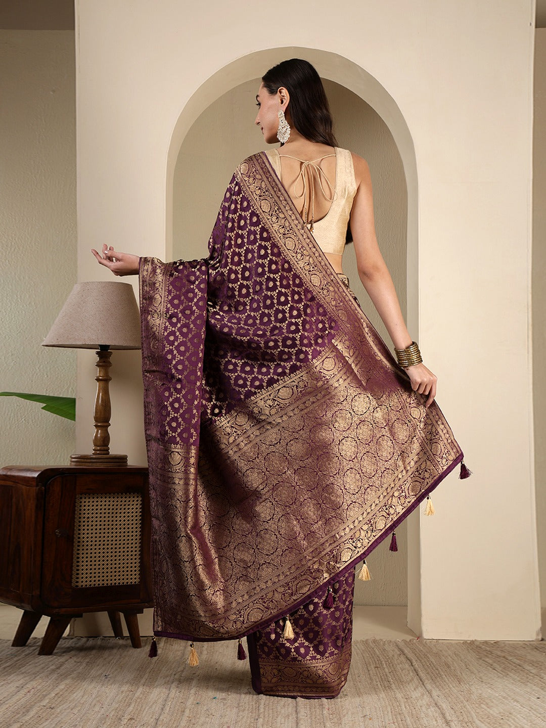 Woven Design Satin Saree