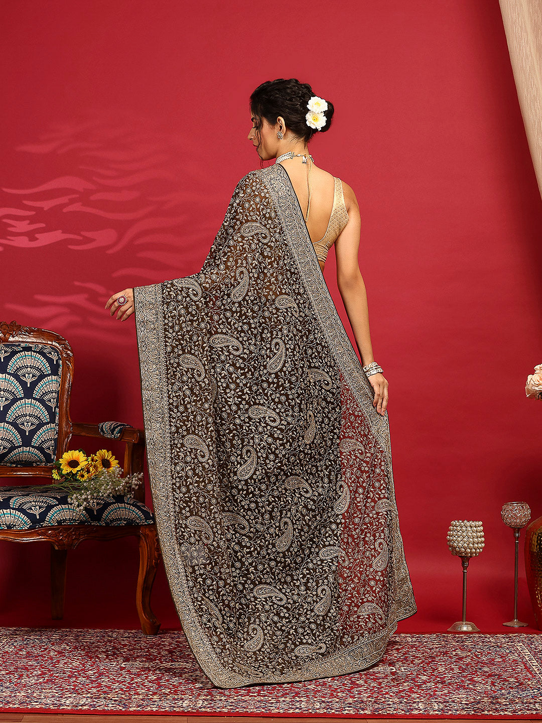 Embroidered Georgette Saree