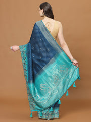 Zari Border Booti Art Silk Woven Saree