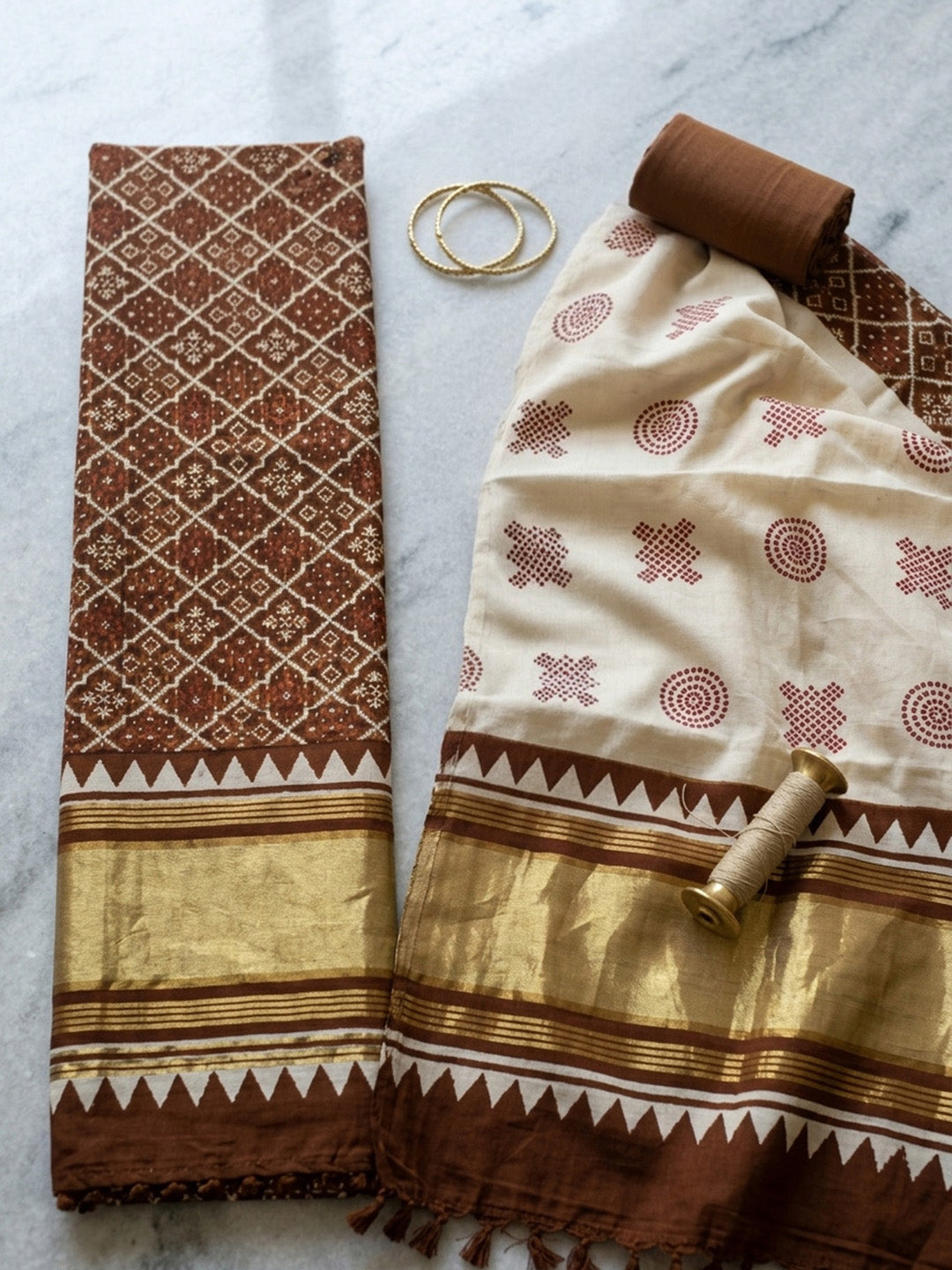 Embroidered Art Silk Unstitched Suit With Pant &amp; Dupatta