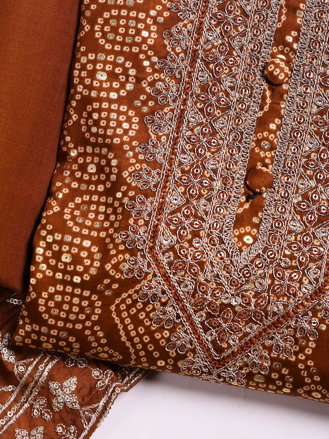 Neck Embroidered Cotton Blend Unstitched Suit With Dupatta