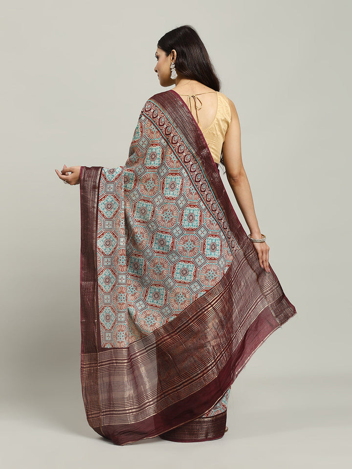 Digital Printed Cotton Blend Woven Saree