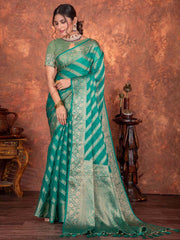 Stone Embroidery Organza Saree