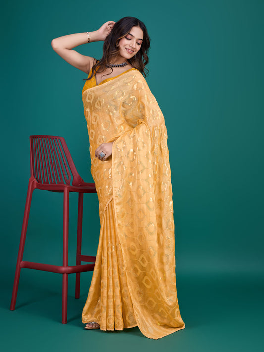 Sequence Embroidery Georgette Saree