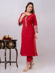 Neck Patti Cotton Kurta With Pants