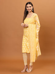 Neck Patti Printed Cotton Unstitched Suit Piece With Dupatta