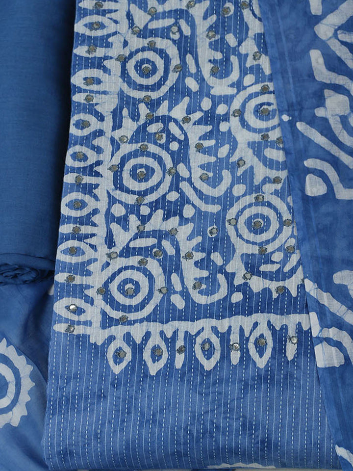 Printed Cotton Unstitched Kurta With Pant &amp; Dupatta