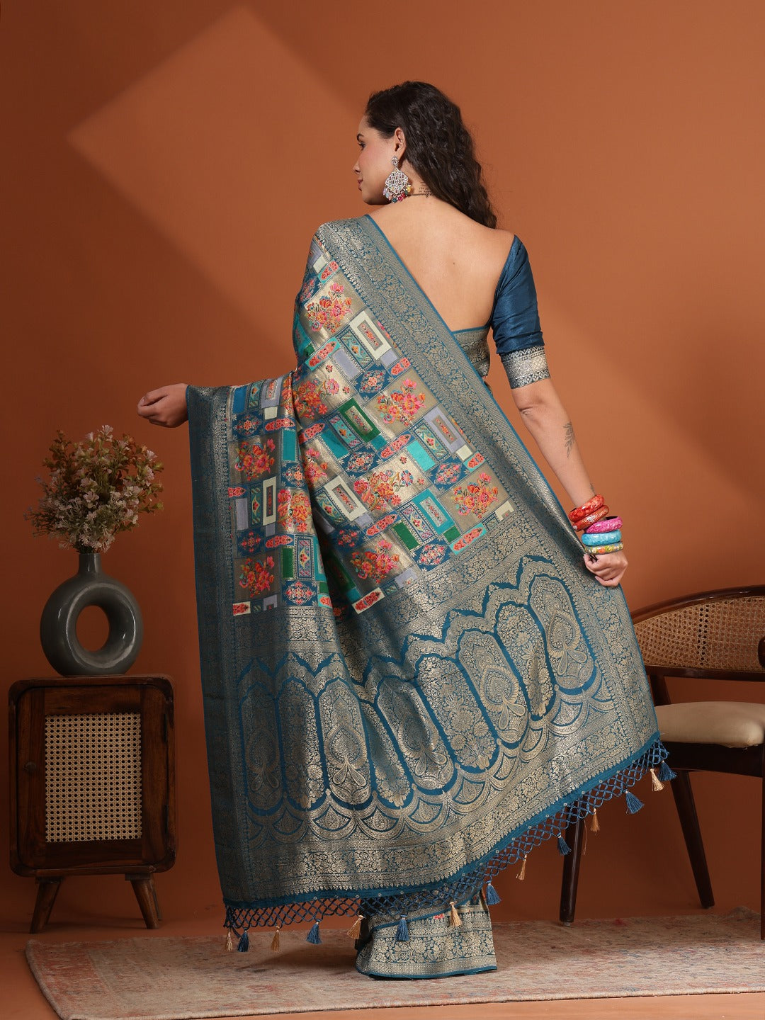 Woven Design Satin Saree