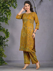 Printed Cotton Blend Kurta With Pants