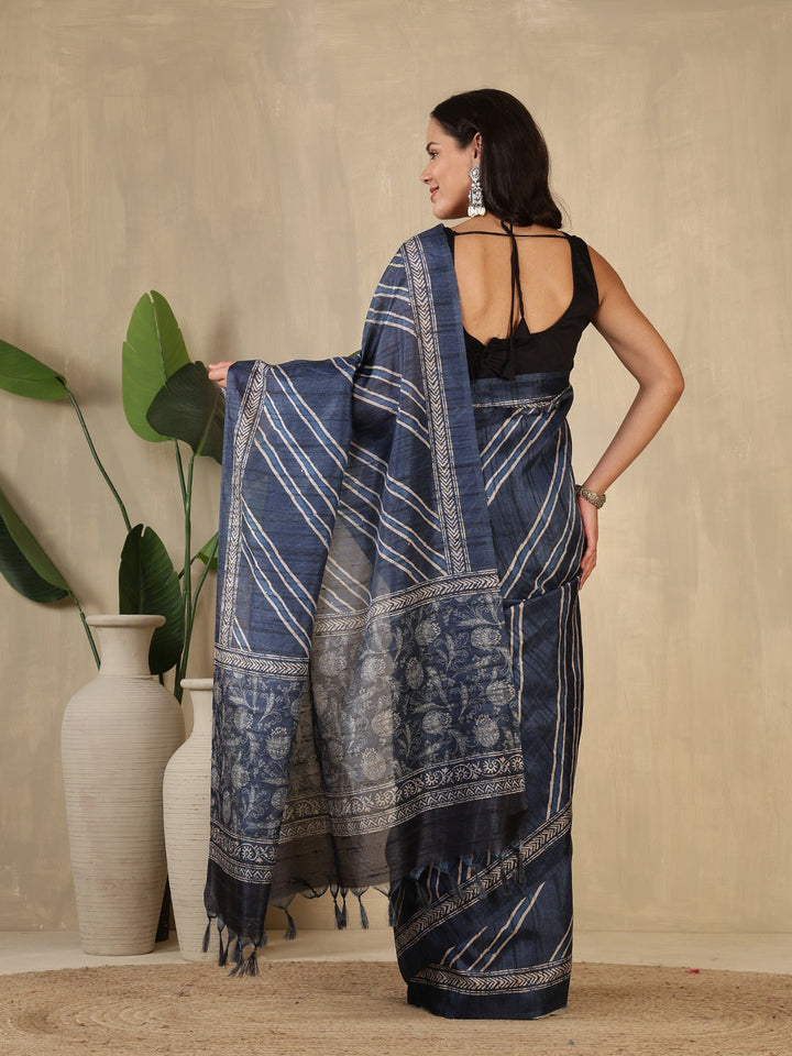 Printed Tussar Silk Saree