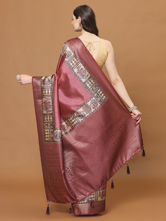 Digital Printed Satin Woven Saree