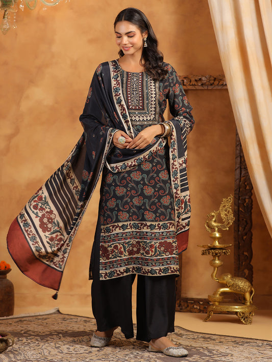 Printed Muslin Kurta With Pants & Dupatta