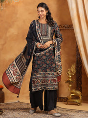 Printed Muslin Kurta With Palazzo & Dupatta