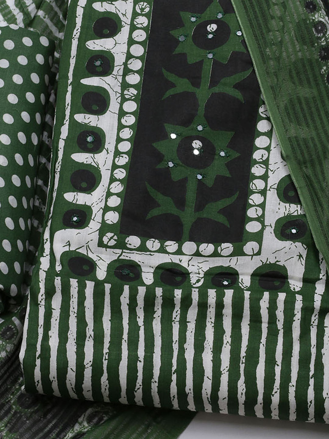 Printed Cotton Blend Unstitched Suit With Dupatta