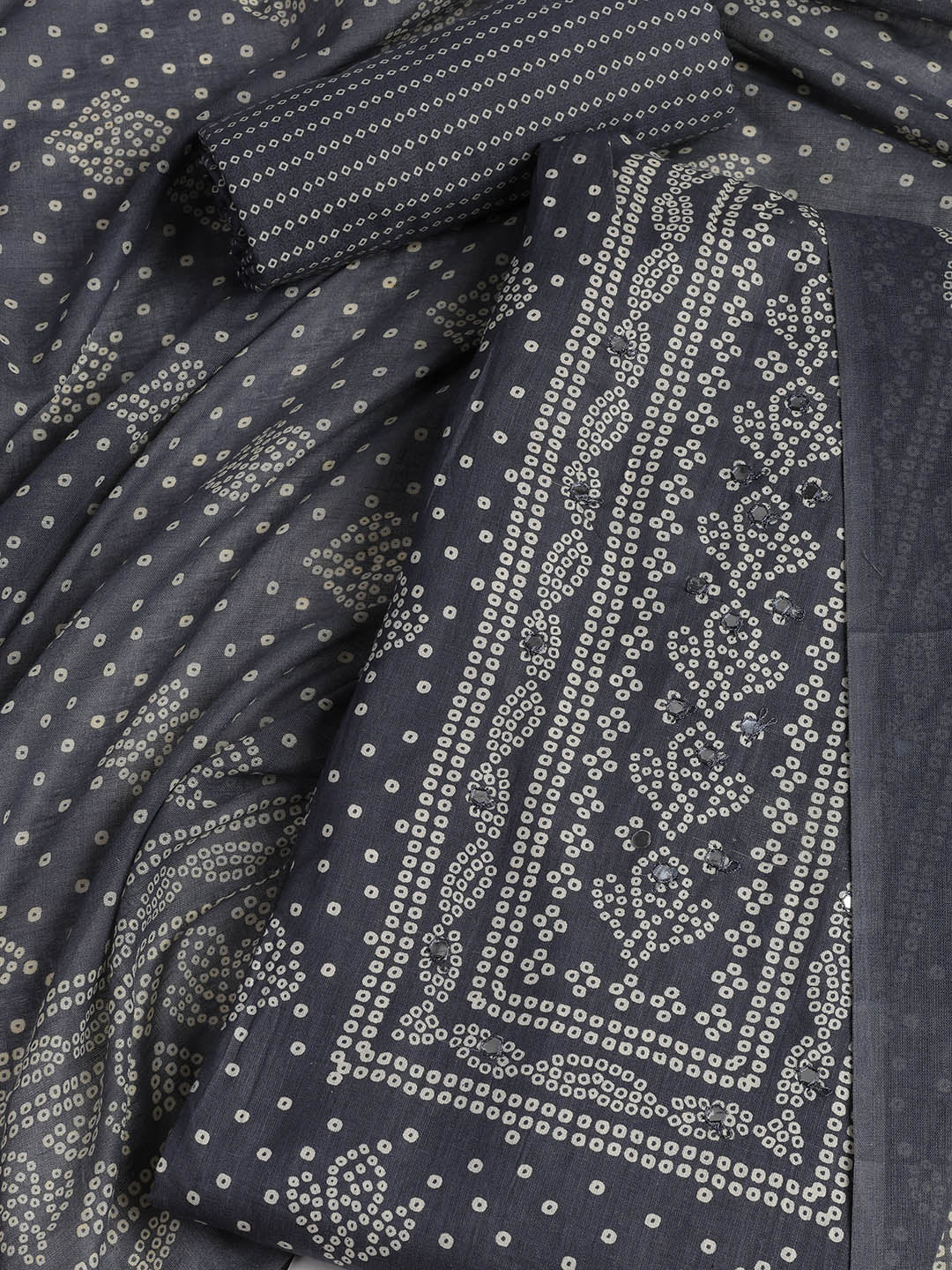Printed Cotton Blend Unstitched Suit With Dupatta