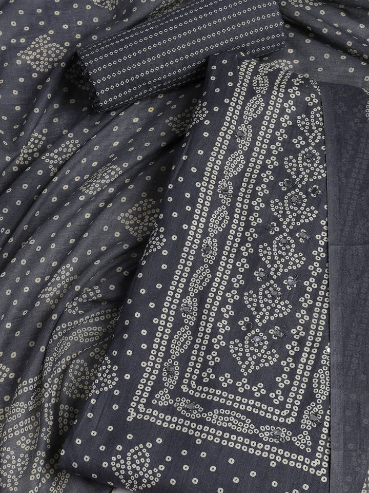 Printed Cotton Blend Unstitched Suit With Dupatta