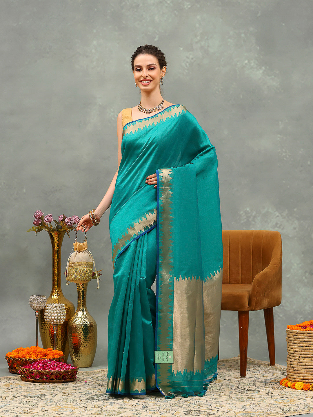 Embroidered Cotton Blend Saree
