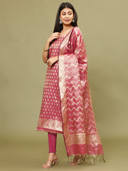 Woven Chanderi Unstitched Suit With Dupatta