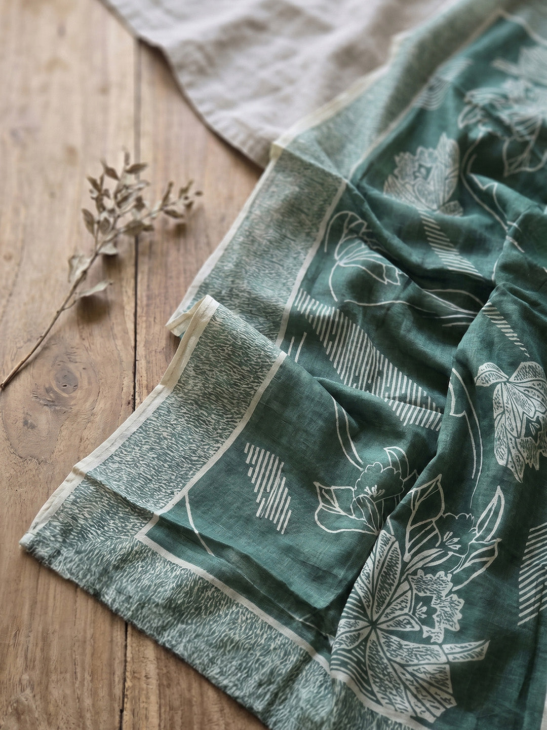 Printed Cotton Blend Unstitched Suit With Pant &amp; Dupatta