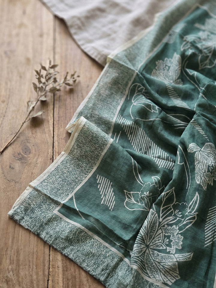 Printed Cotton Blend Unstitched Suit With Pant &amp; Dupatta