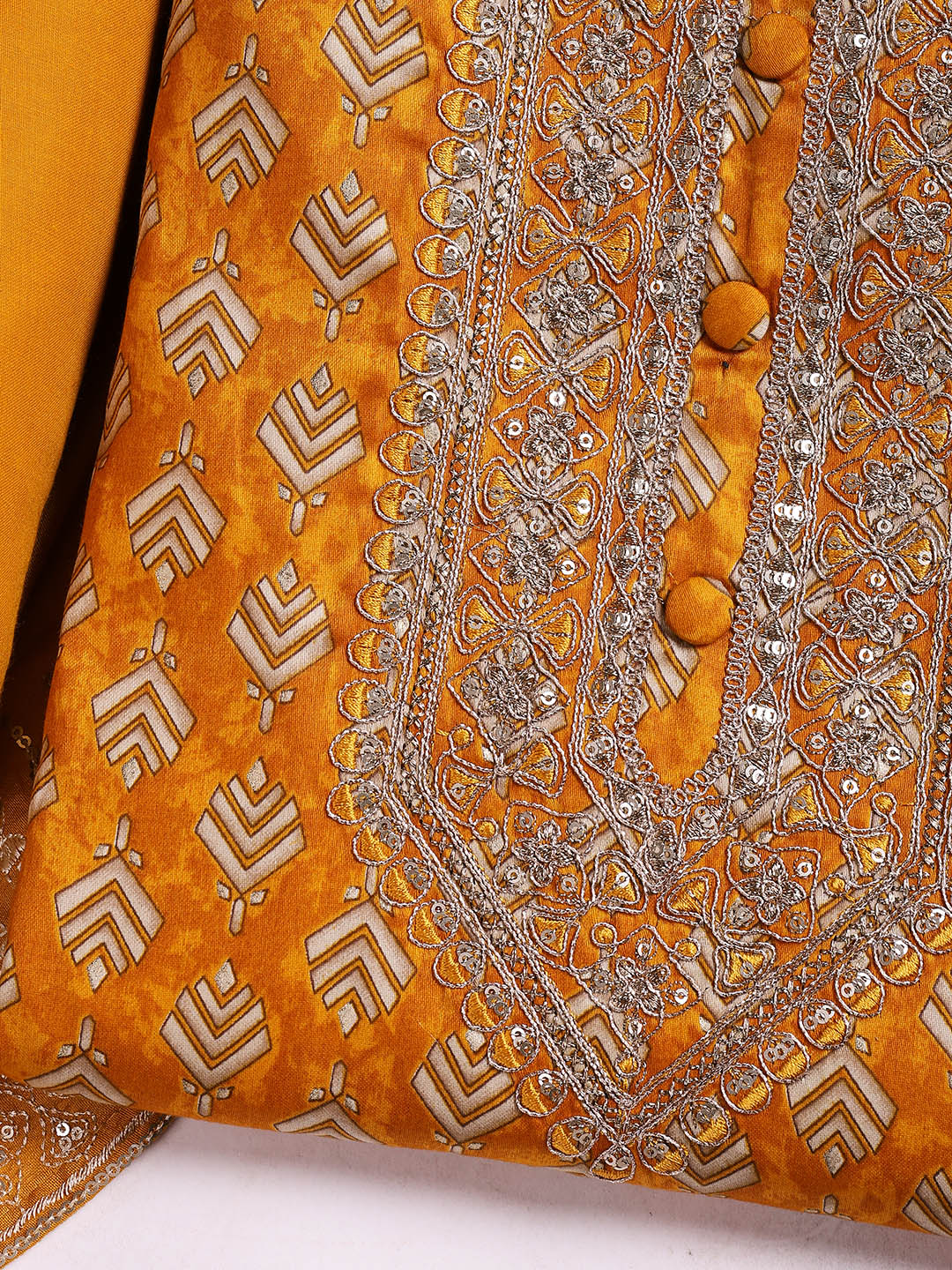 Neck Embroidered Cotton Blend Unstitched Suit With Dupatta