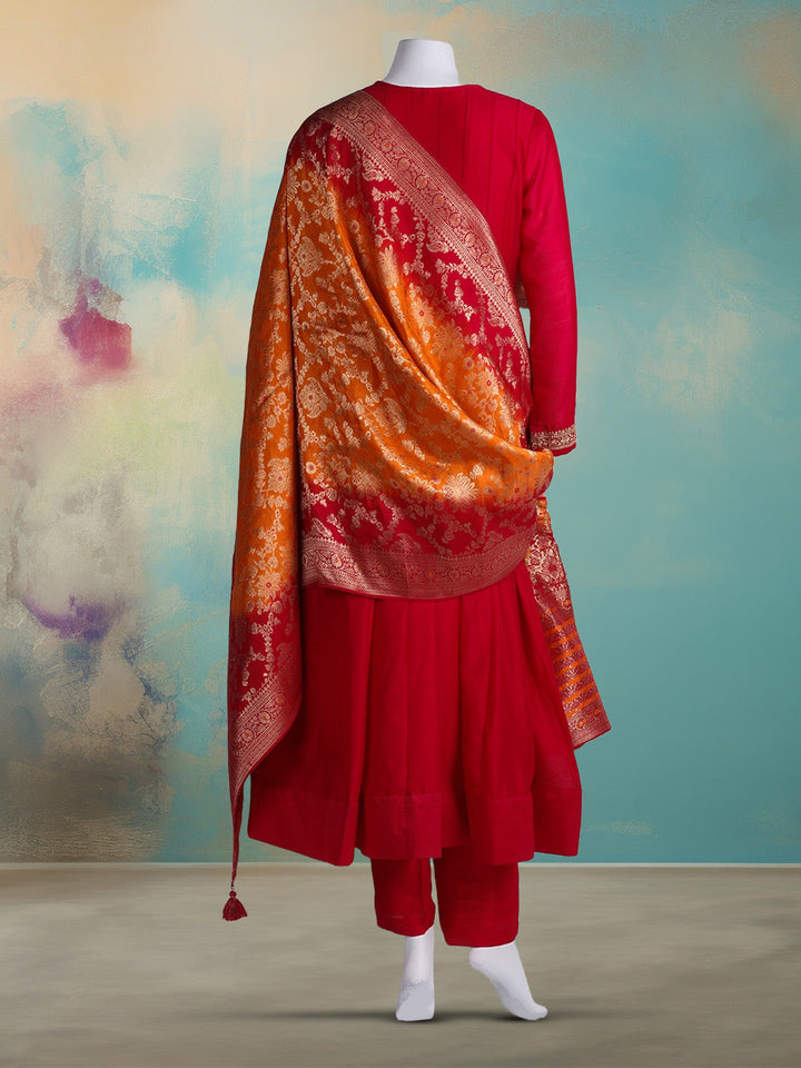 Embroidered Art Silk Kurta With Pant &amp; Dupatta