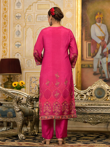 Bandhani Printed Cotton Blend Kurta With Pants & Dupatta