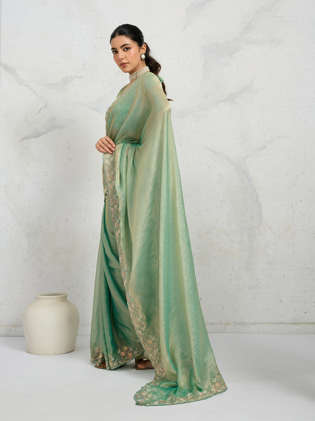 Embroidered Chiffon Saree