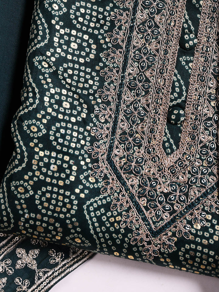 Neck Embroidered Cotton Blend Unstitched Suit With Dupatta