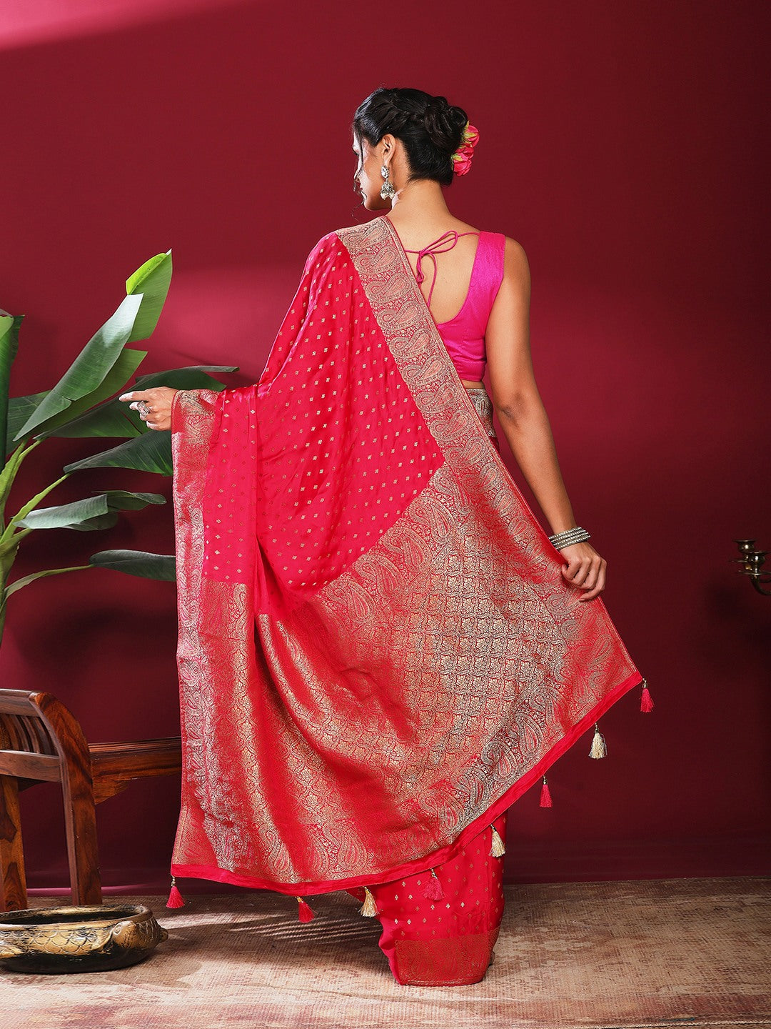Woven Design Satin Saree