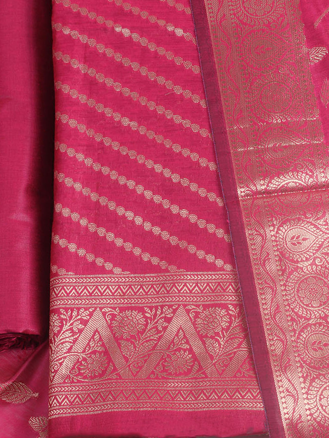 Woven Design Chanderi Unstitched Suit With Pant &amp; Dupatta