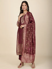 Neck Embroidery Tissue Kurta With Pants & Dupatta