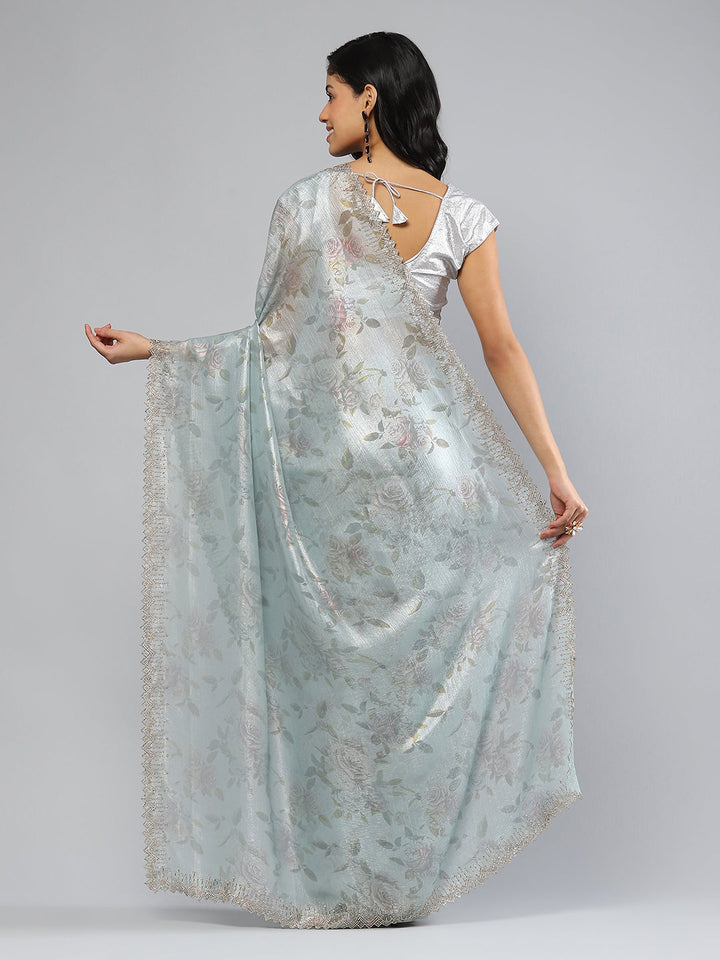 Swarovski Border Art-Chiffon Printed Saree