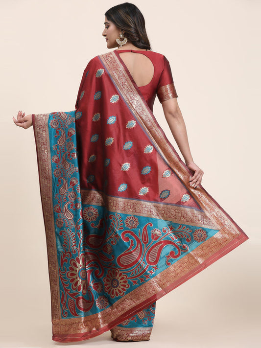 Zari Border Booti Handloom Saree