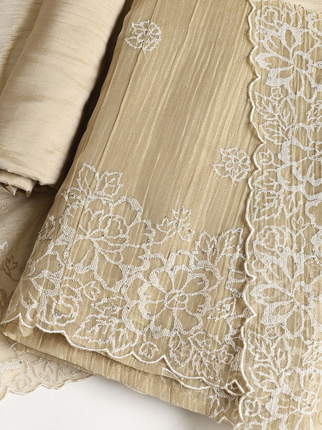 Embroidered Tissue Unstitched Suit With Dupatta
